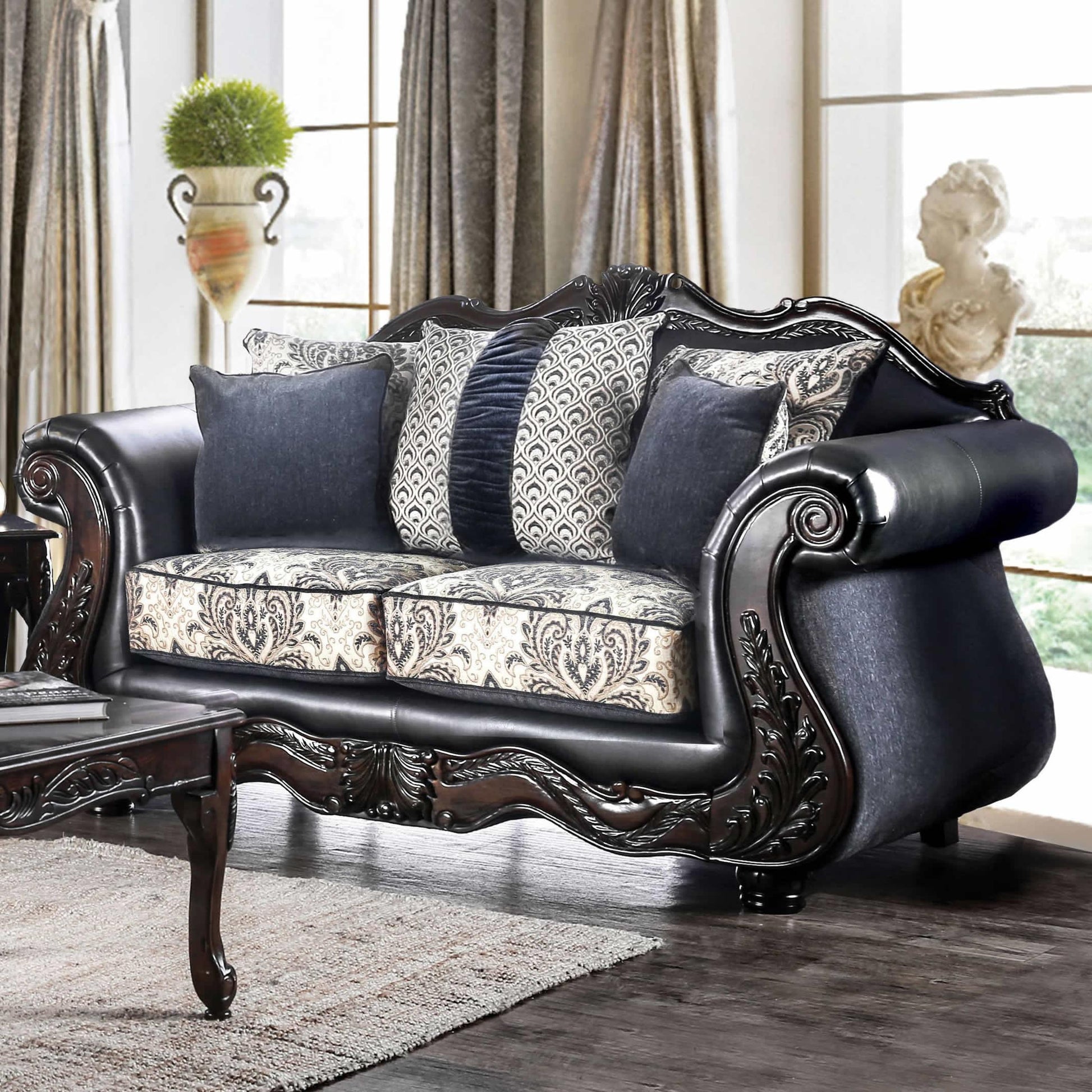  Furniture of America Amadeo Stationary Fabric Loveseat SM6403-LV IMAGE 1