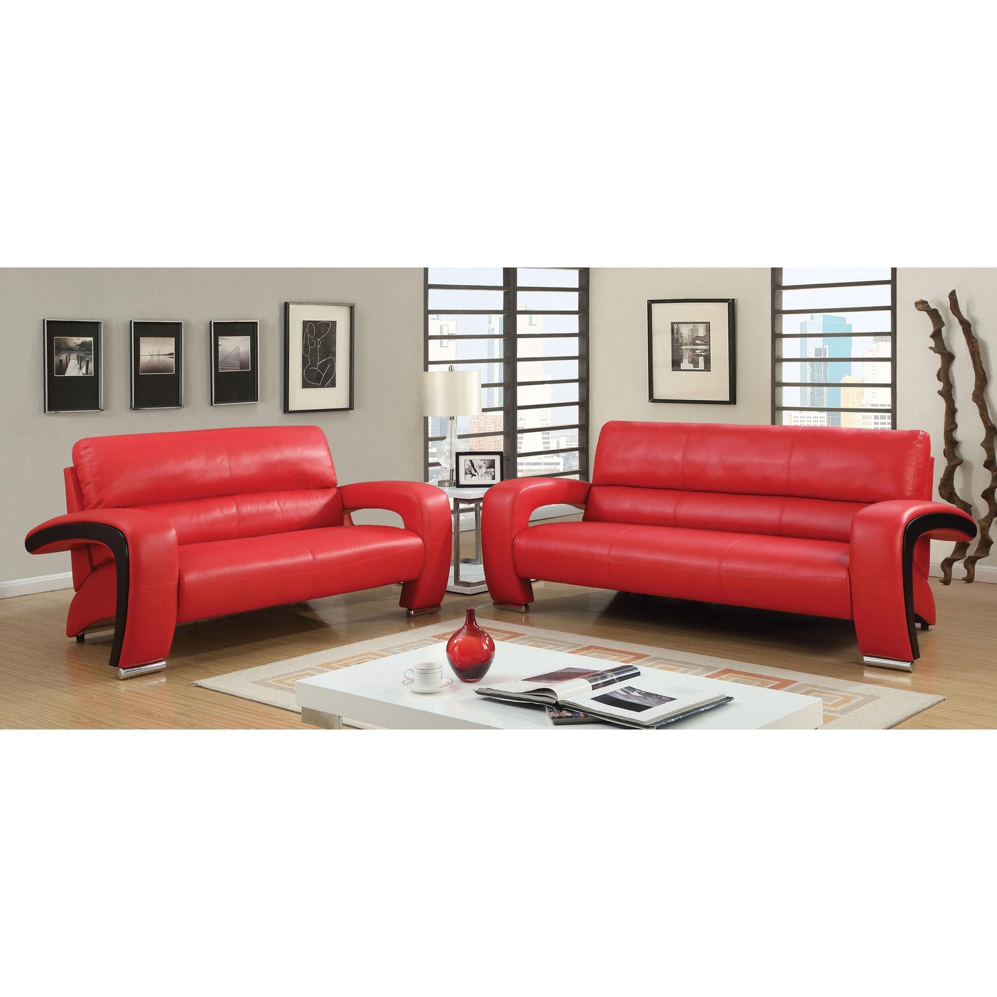  Furniture of America Wezen Stationary Leatherette Sofa CM6412RD-SF IMAGE 5