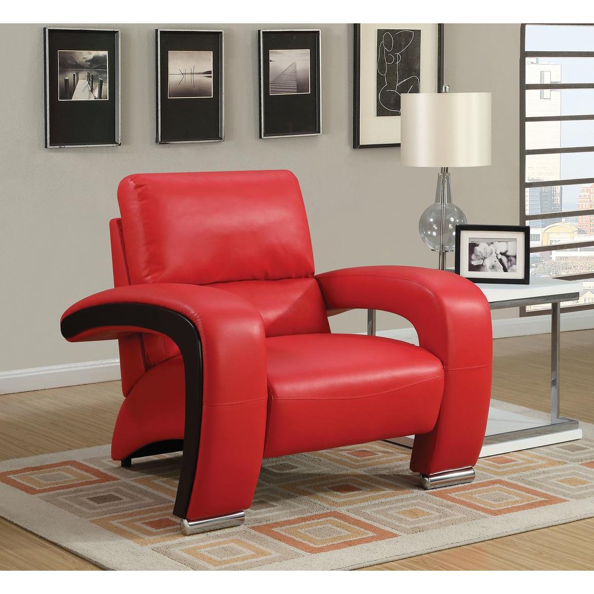  Furniture of America Wezen Stationary Leatherette Chair CM6412RD-CH IMAGE 4