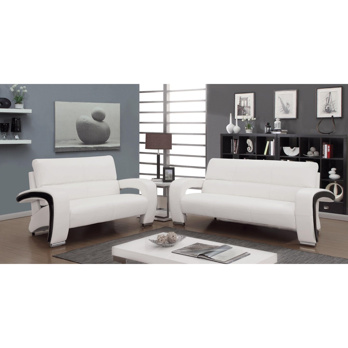  Furniture of America Wezen Stationary Leatherette Sofa CM6412WH-SF IMAGE 6