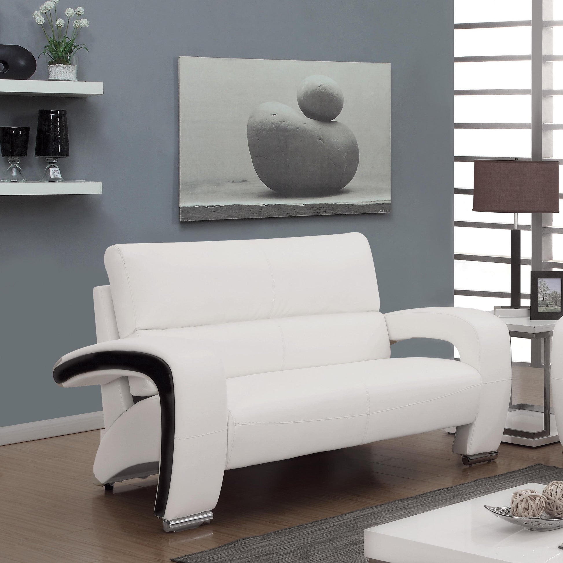  Furniture of America Wezen Stationary Leatherette Loveseat CM6412WH-LV IMAGE 4