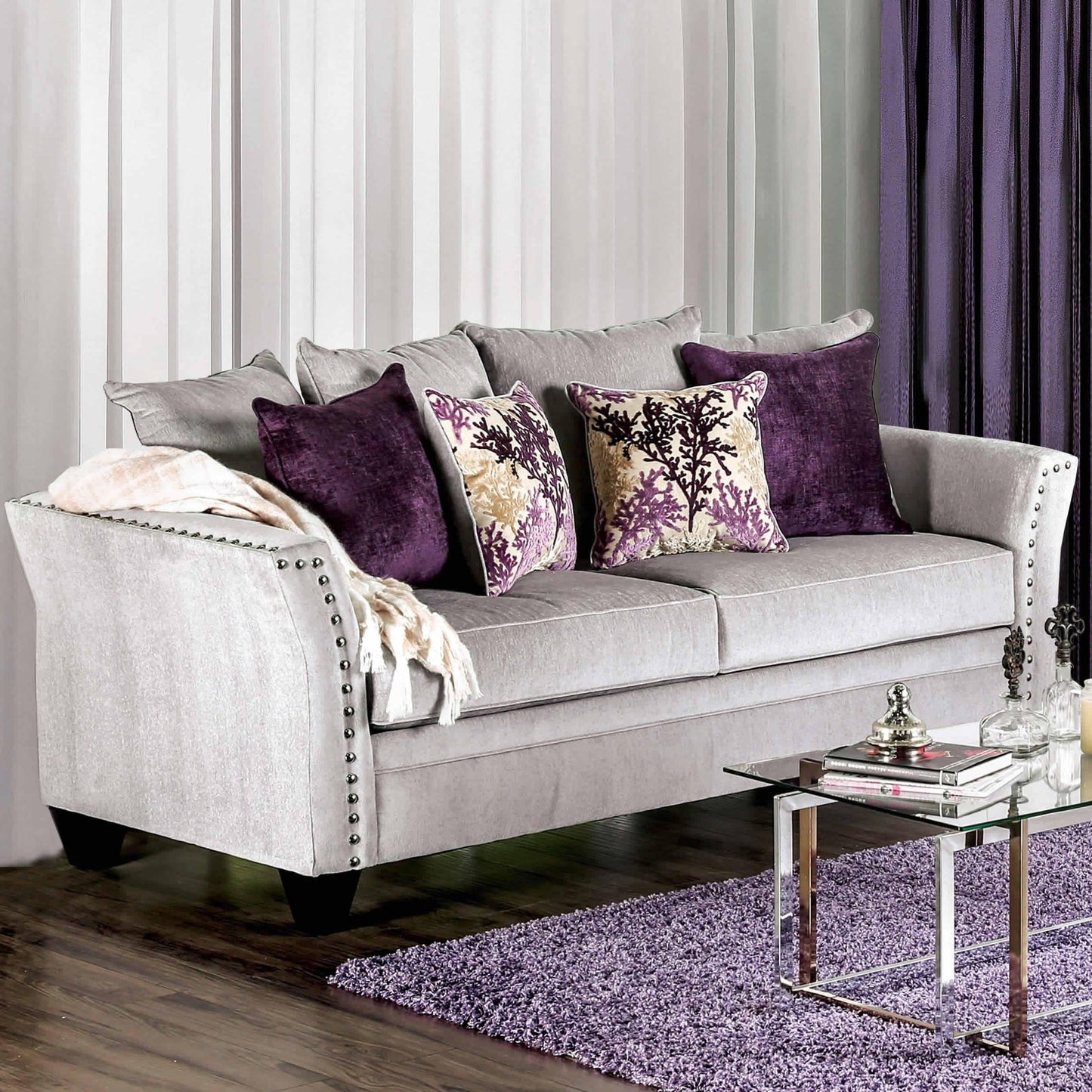  Furniture of America Oliviera Stationary Fabric Sofa SM6204-SF IMAGE 1