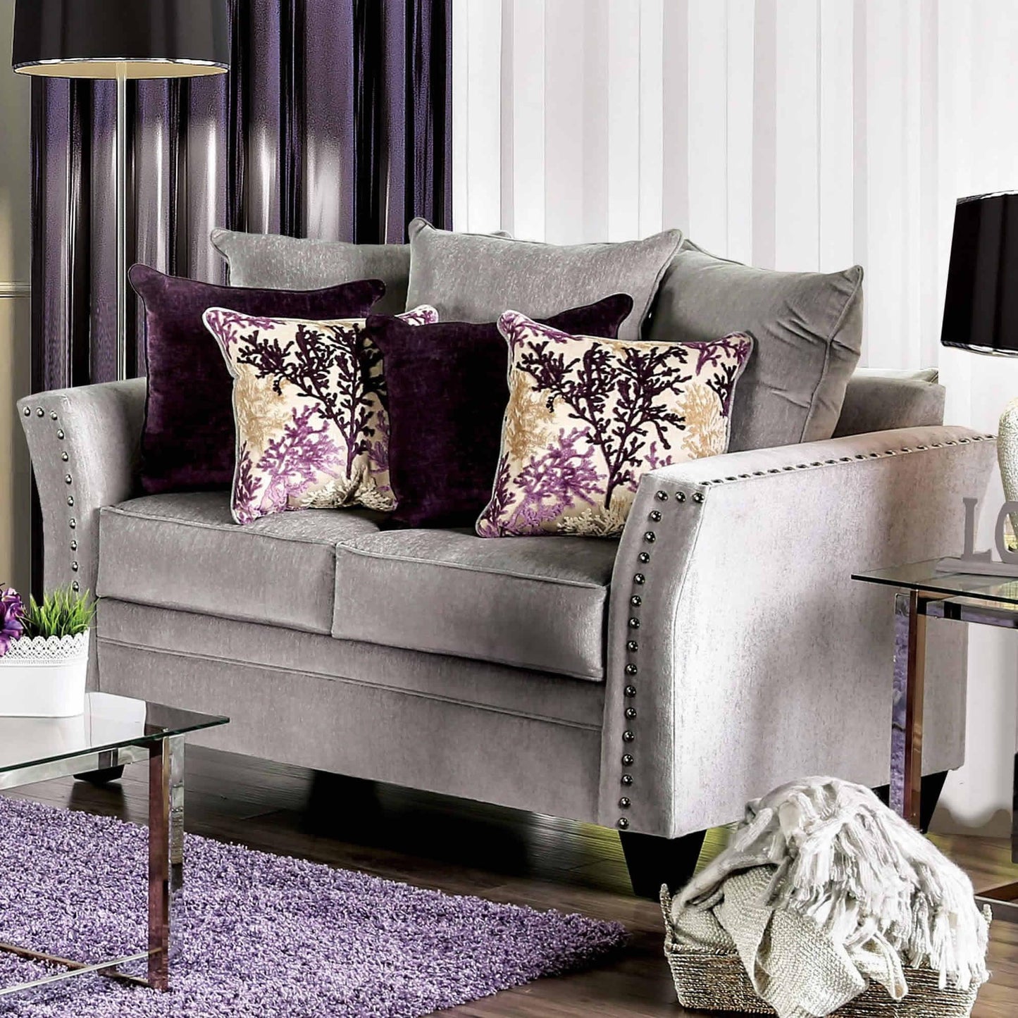  Furniture of America Oliviera Stationary Fabric Loveseat SM6204-LV IMAGE 1