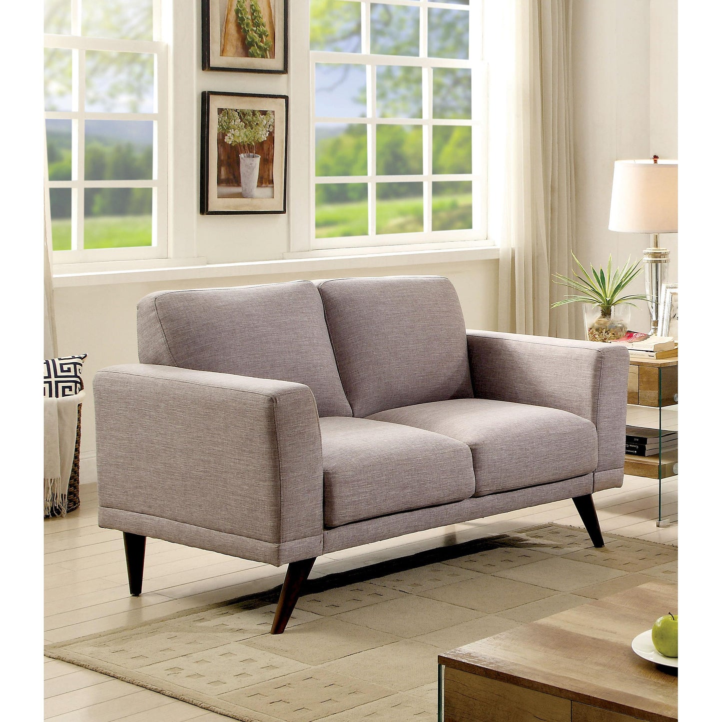  Furniture of America Janie Stationary Fabric Loveseat CM6977GY-LV IMAGE 2