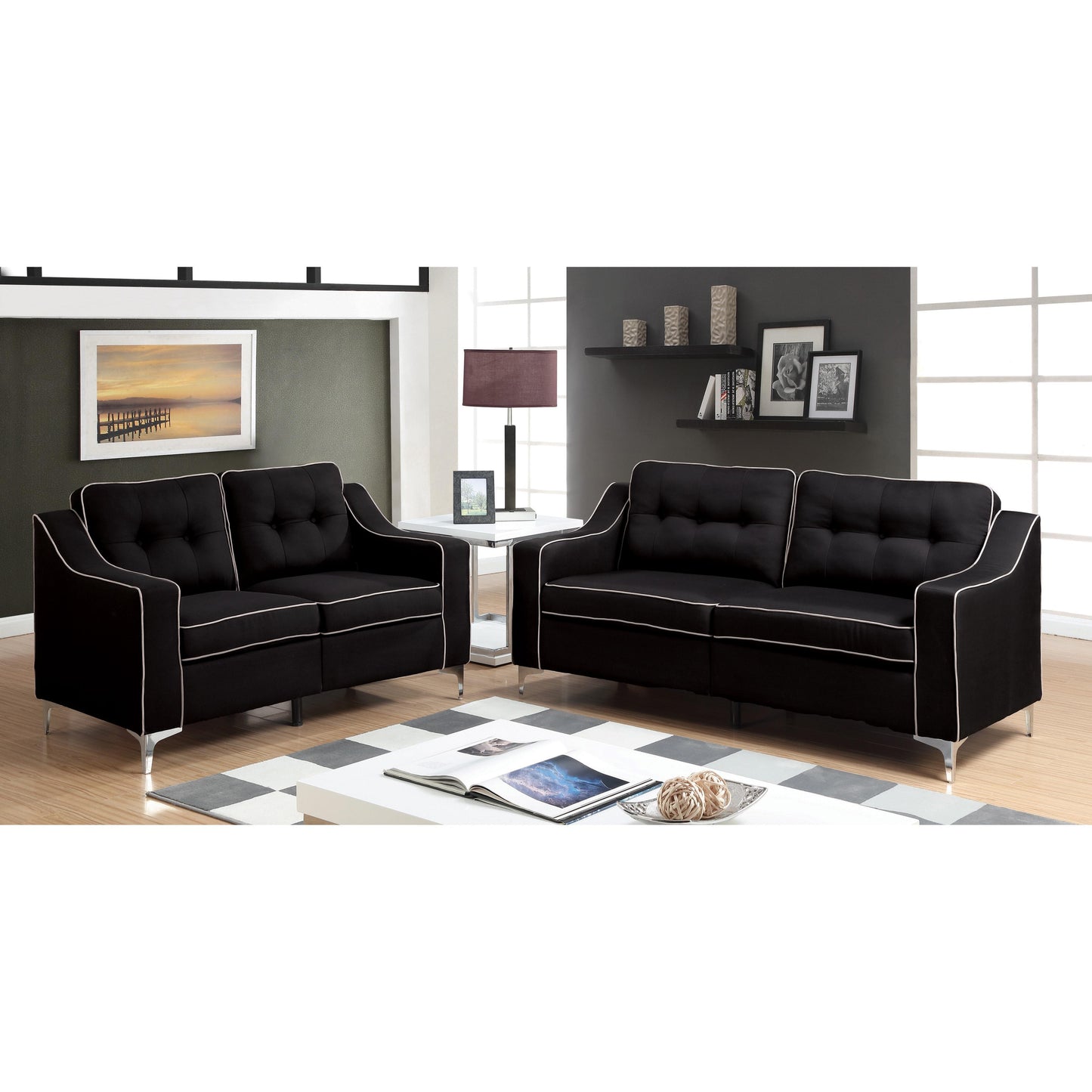  Furniture of America Glenda Stationary Fabric Sofa CM6850BK-SF IMAGE 6
