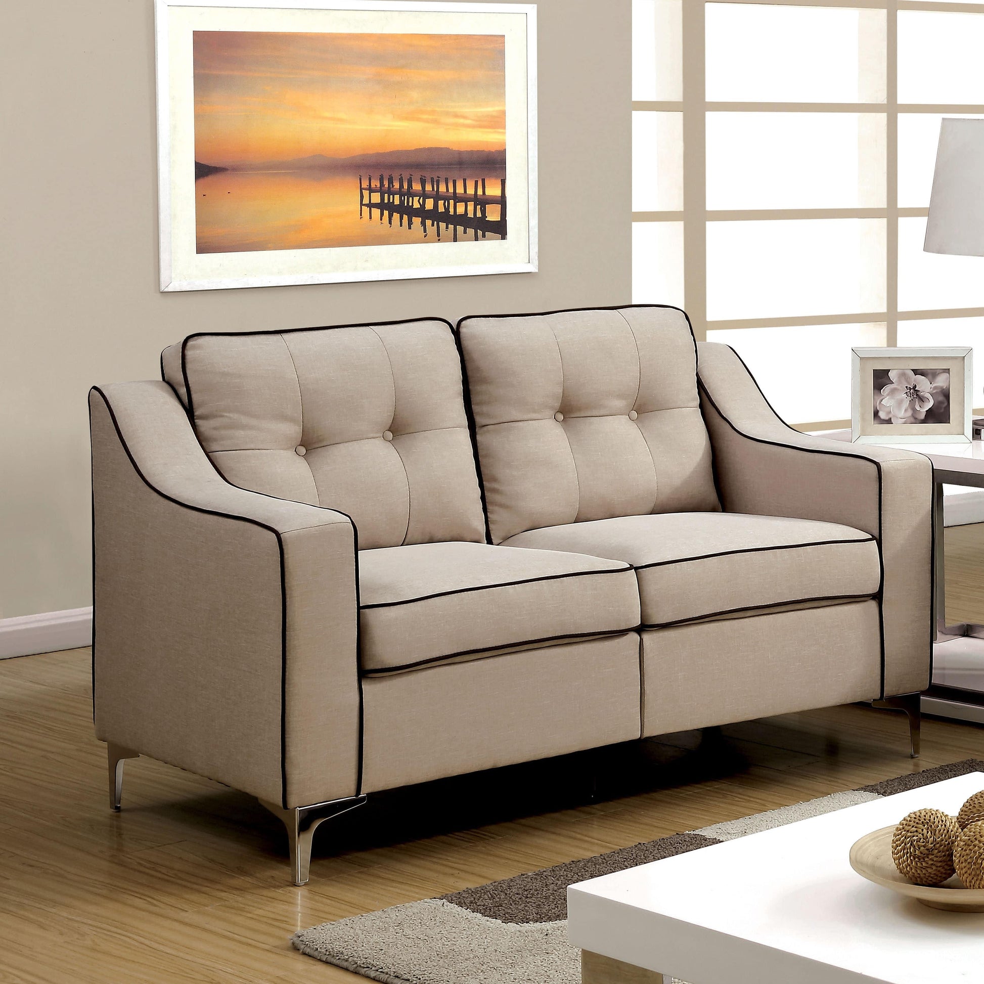  Furniture of America Glenda Stationary Fabric Loveseat CM6850BG-LV IMAGE 2