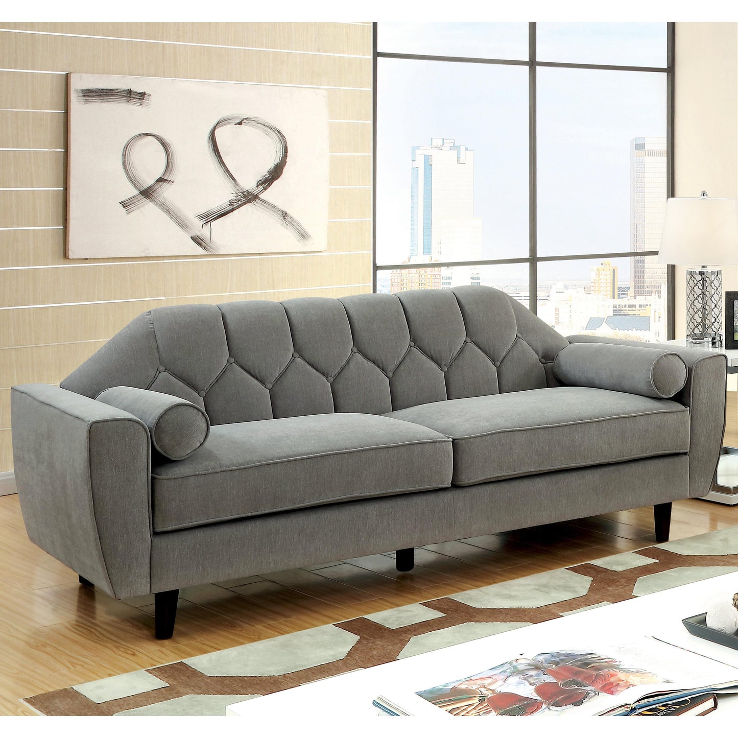  Furniture of America Ester Stationary Fabric Sofa CM6852-SF IMAGE 2