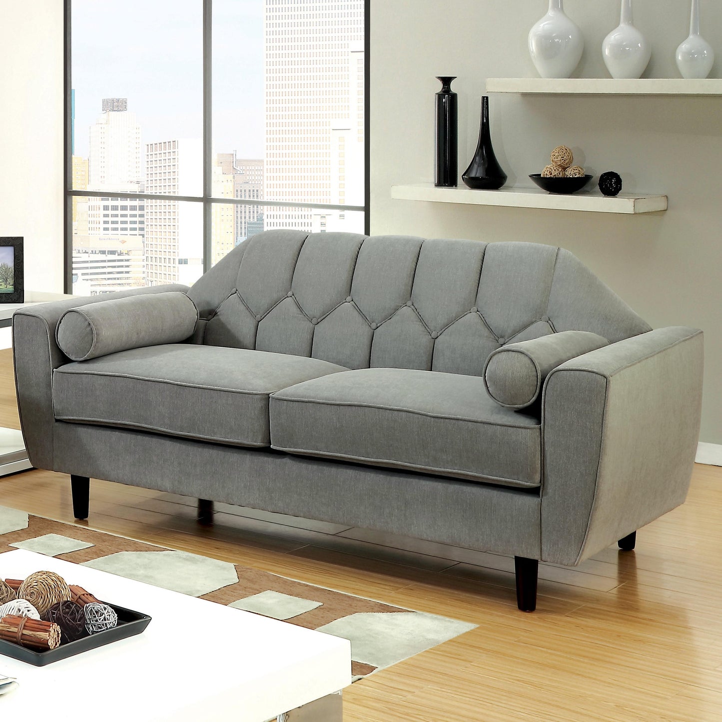  Furniture of America Ester Stationary Fabric Loveseat CM6852-LV IMAGE 2