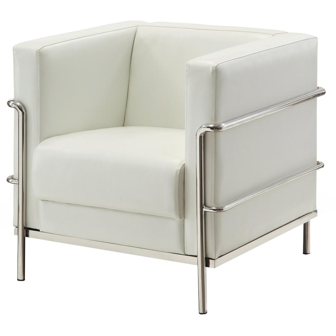  Furniture of America Leifur Stationary Leatherette Chair CM6791WH-CH IMAGE 1