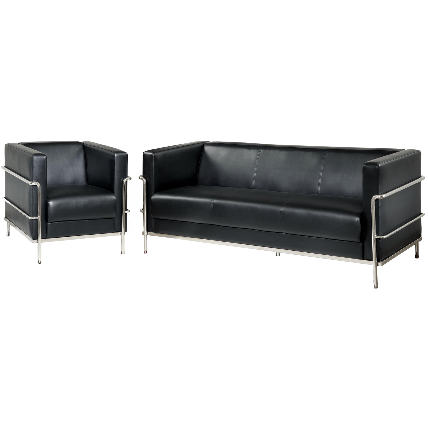  Furniture of America Leifur Stationary Leatherette Sofa CM6791BK-SF IMAGE 3