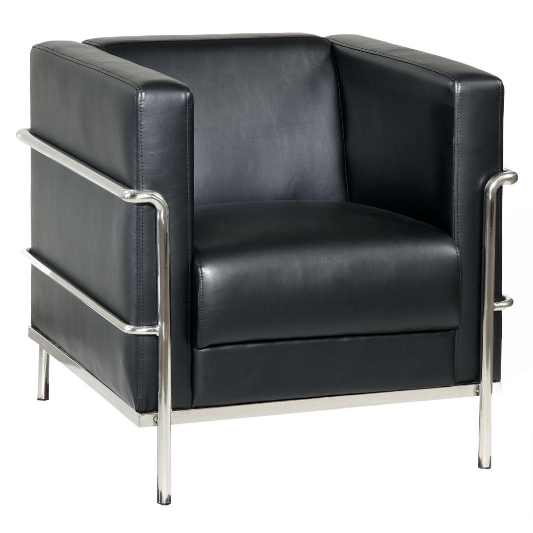  Furniture of America Leifur Stationary Leatherette Chair CM6791BK-CH IMAGE 1