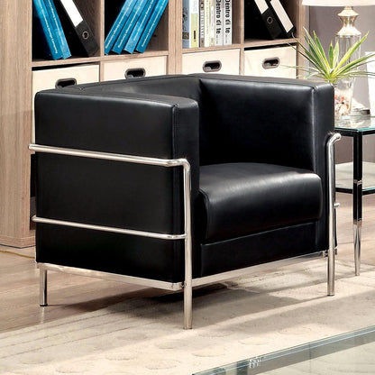  Furniture of America Leifur Stationary Leatherette Chair CM6791BK-CH IMAGE 2
