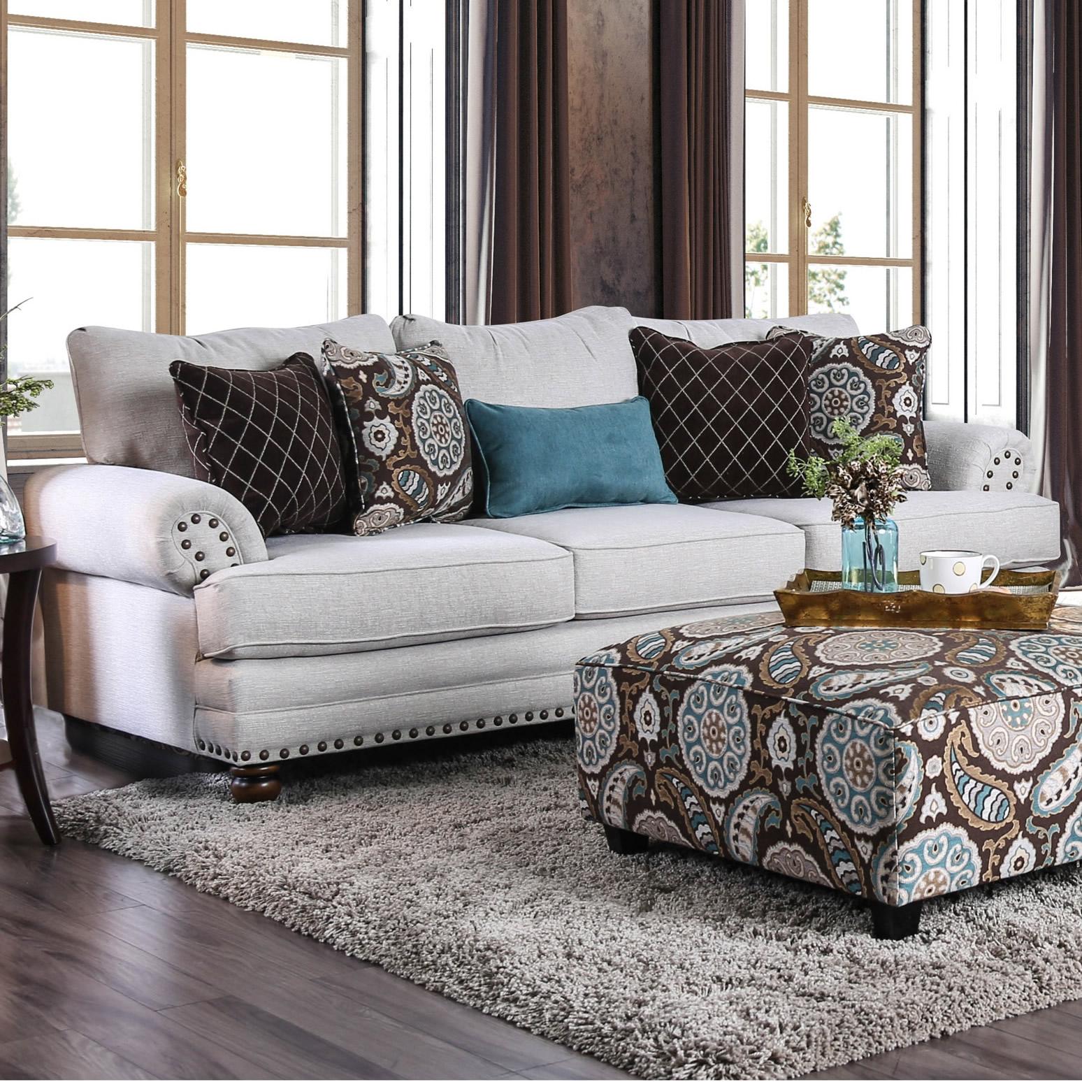  Furniture of America Amani Stationary Fabric Sofa SM8120-SF IMAGE 1