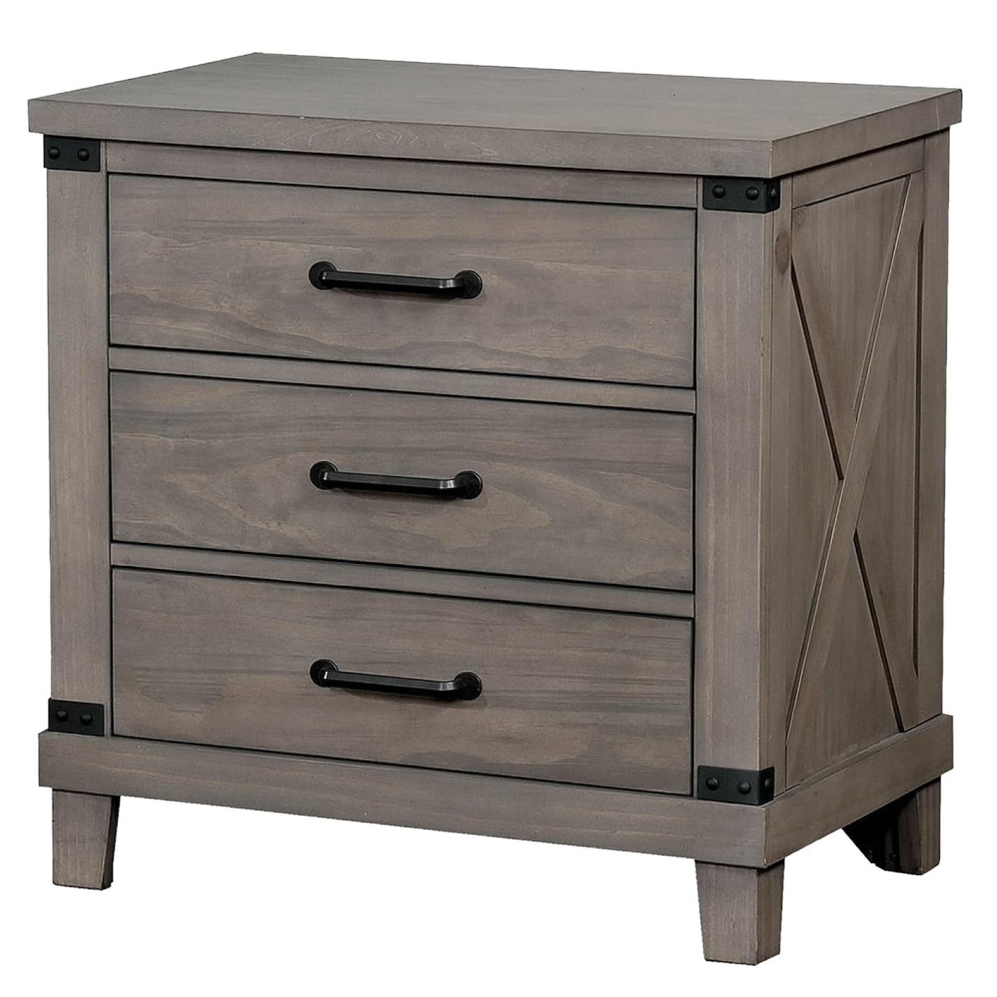  Furniture of America Bianca 3-Drawer Nightstand CM7734GY-N IMAGE 1