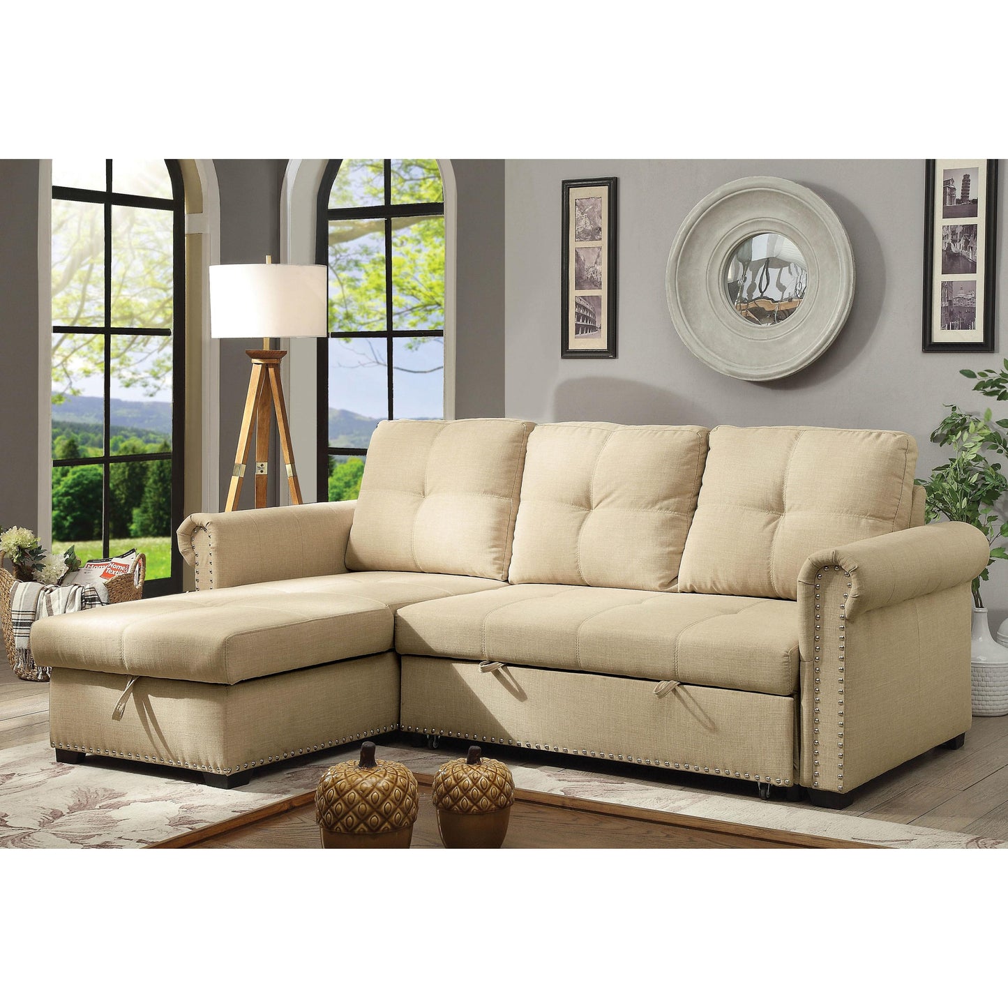  Furniture of America Carter Fabric Sleeper Sectional CM6569-SECT IMAGE 1