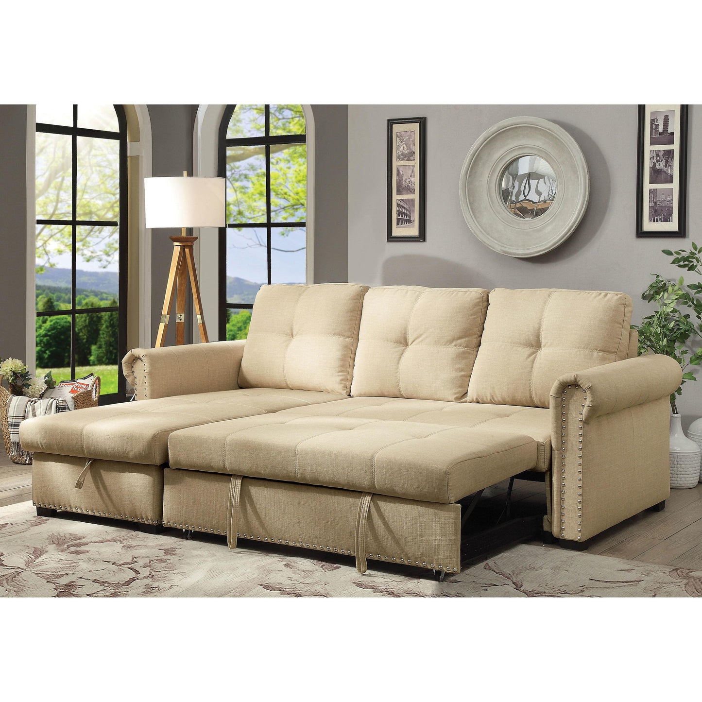  Furniture of America Carter Fabric Sleeper Sectional CM6569-SECT IMAGE 2