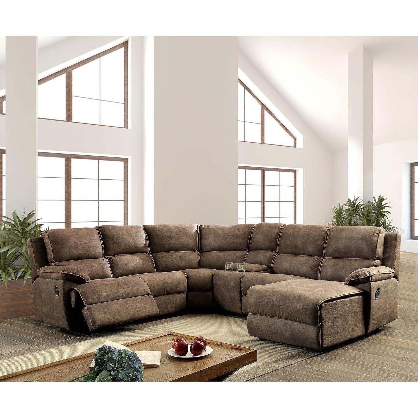  Furniture of America Amara Reclining Leather Look 6 pc Sectional CM6589-SECT IMAGE 1