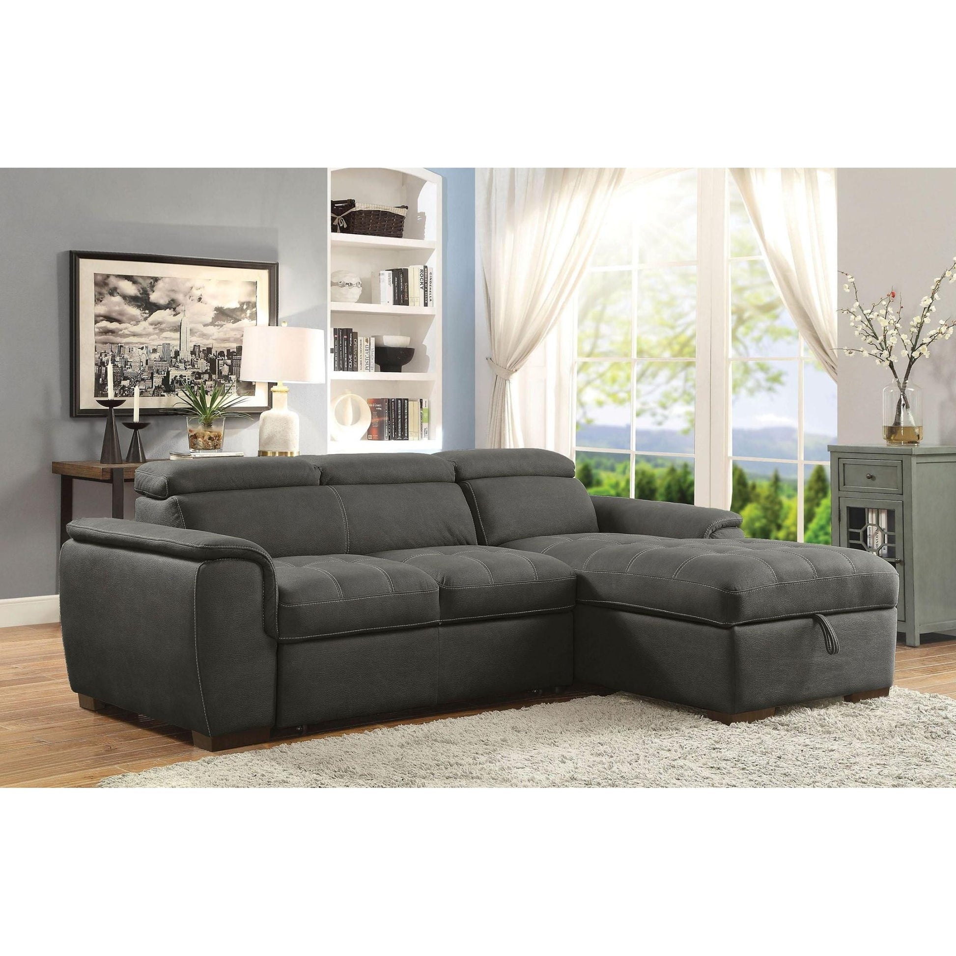  Furniture of America Patty Fabric Sleeper Sectional CM6514BK-SECT IMAGE 2