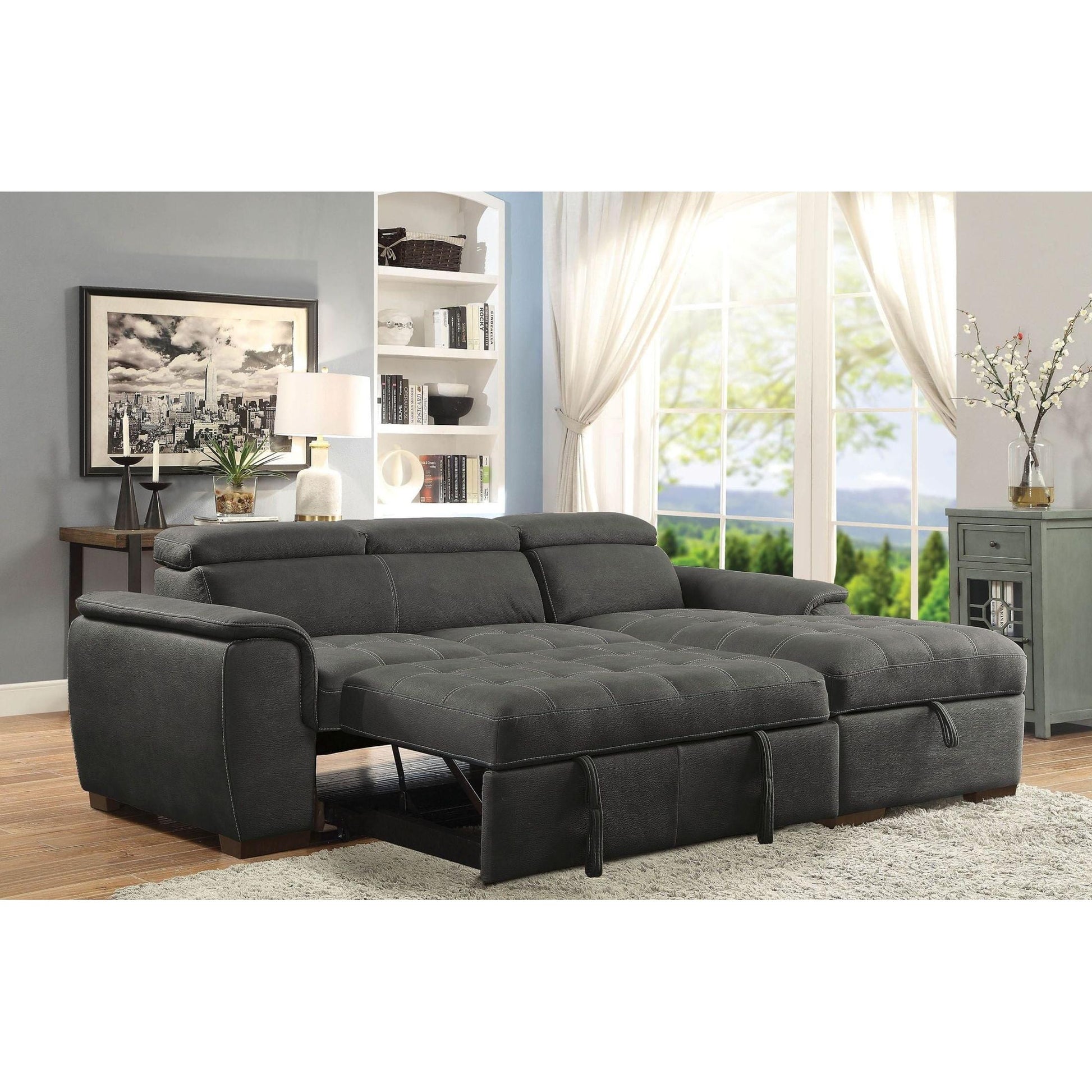  Furniture of America Patty Fabric Sleeper Sectional CM6514BK-SECT IMAGE 4