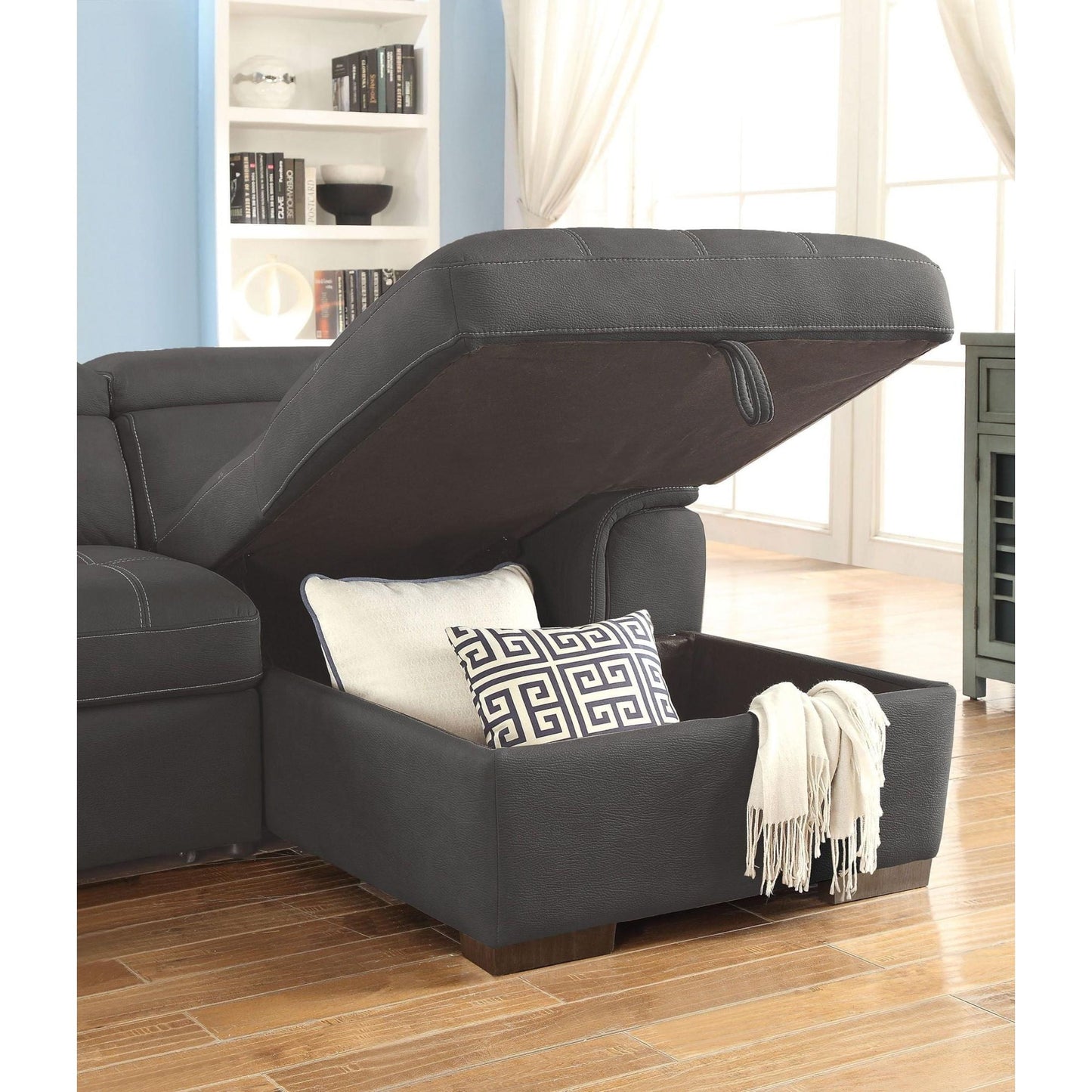  Furniture of America Patty Fabric Sleeper Sectional CM6514BK-SECT IMAGE 5