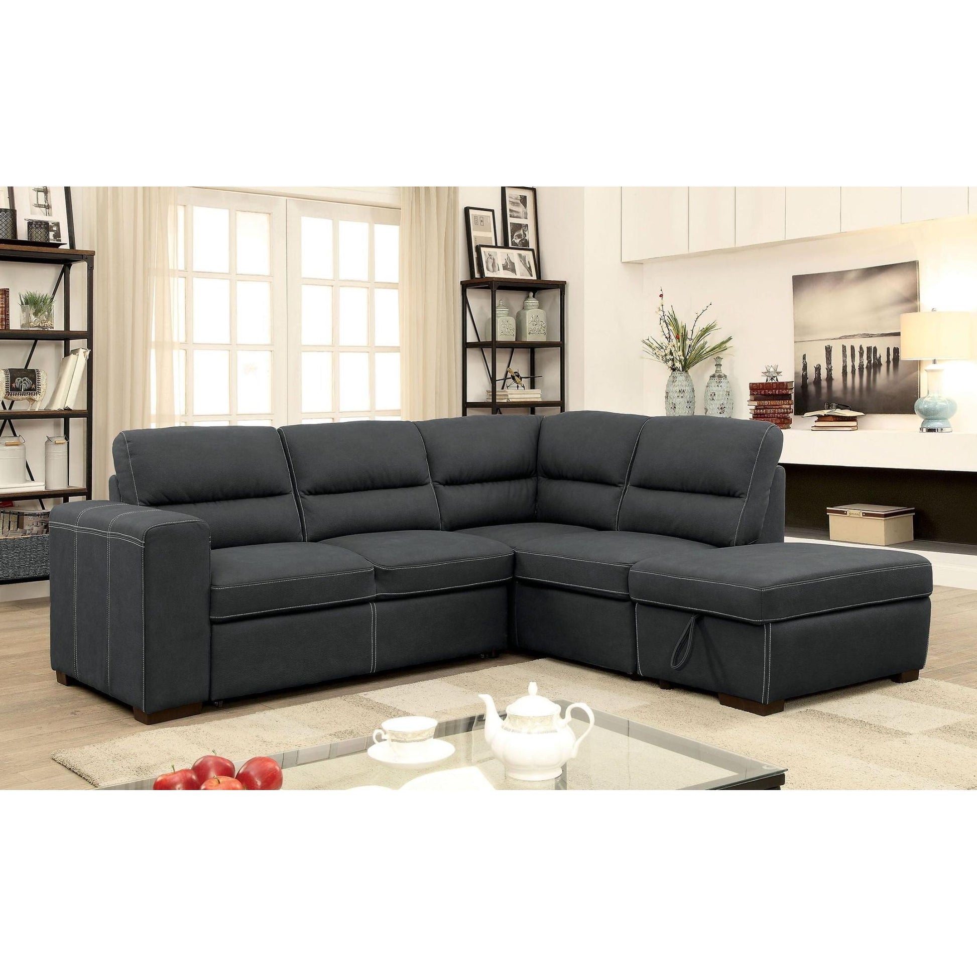  Furniture of America Nellie Fabric Sleeper Sectional CM6517-SECT IMAGE 2