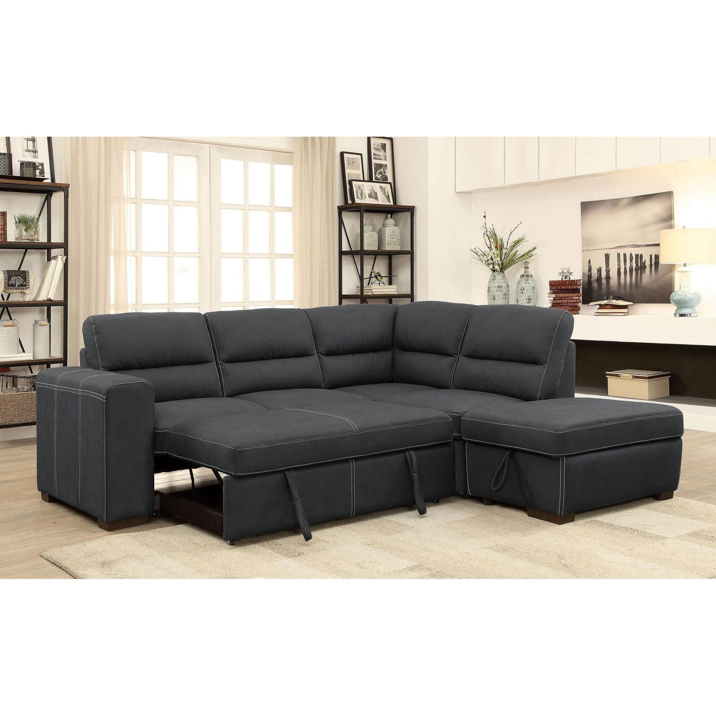  Furniture of America Nellie Fabric Sleeper Sectional CM6517-SECT IMAGE 4