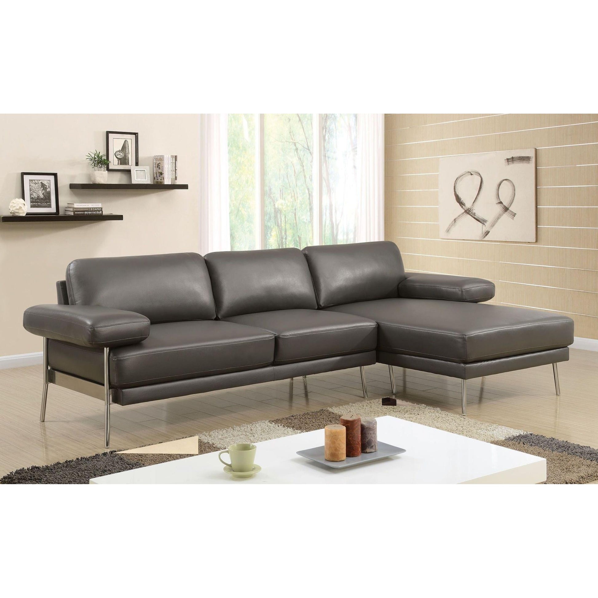  Furniture of America Eilidh Leatherette 2 pc Sectional CM6422GY-SECT IMAGE 2