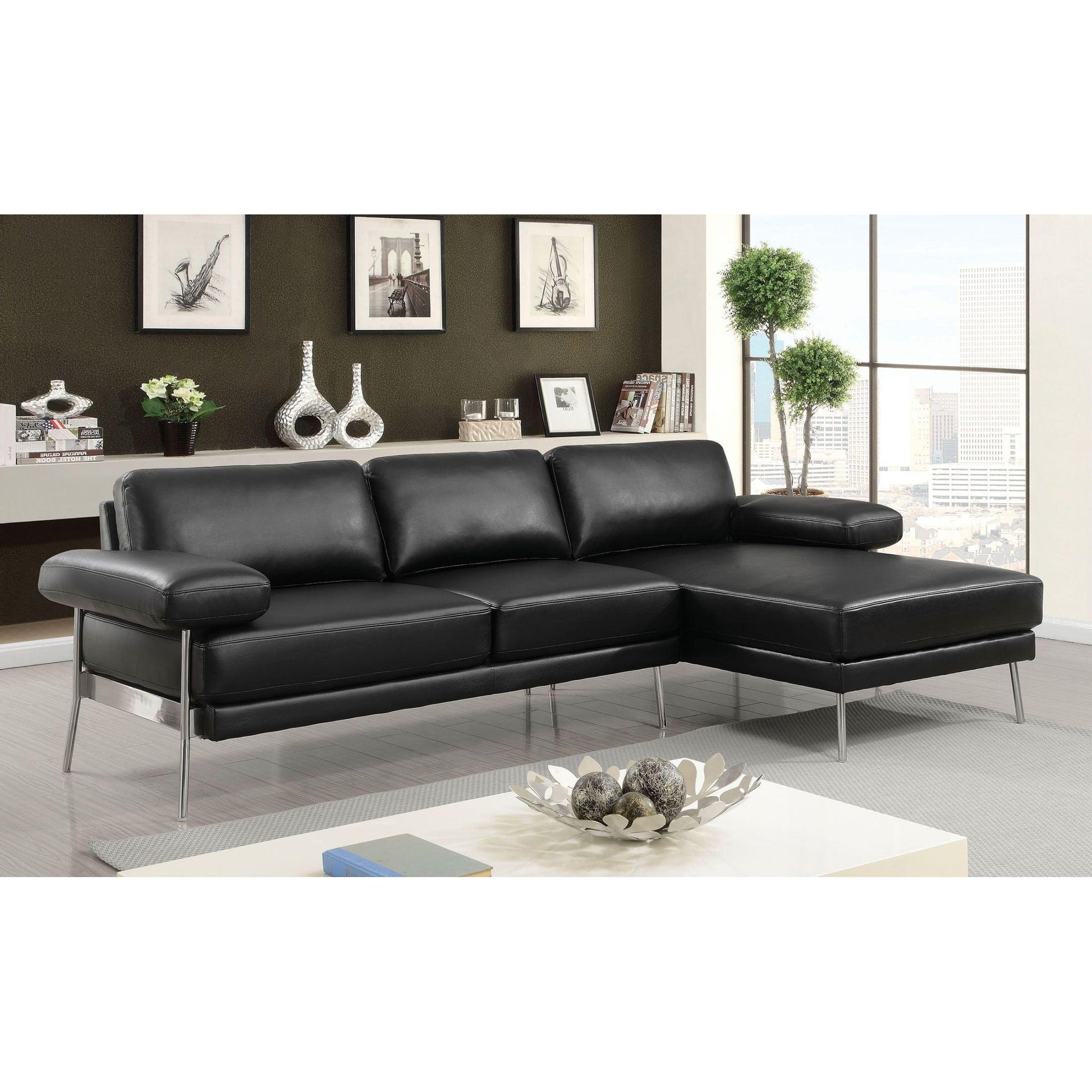  Furniture of America Eilidh Leatherette 2 pc Sectional CM6422BK-SECT IMAGE 2