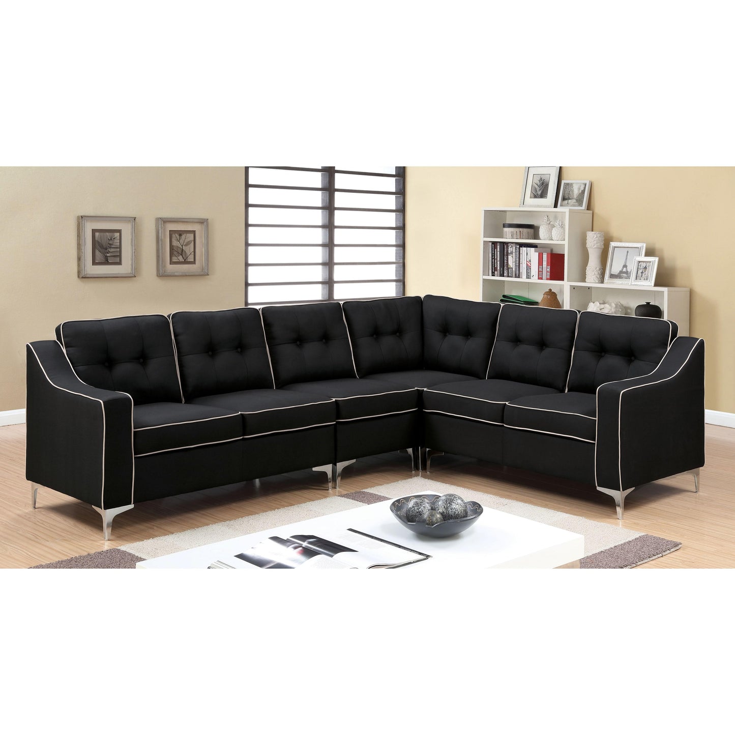  Furniture of America Glenda II Fabric 4 pc Sectional CM6851BK-SECTIONAL IMAGE 1