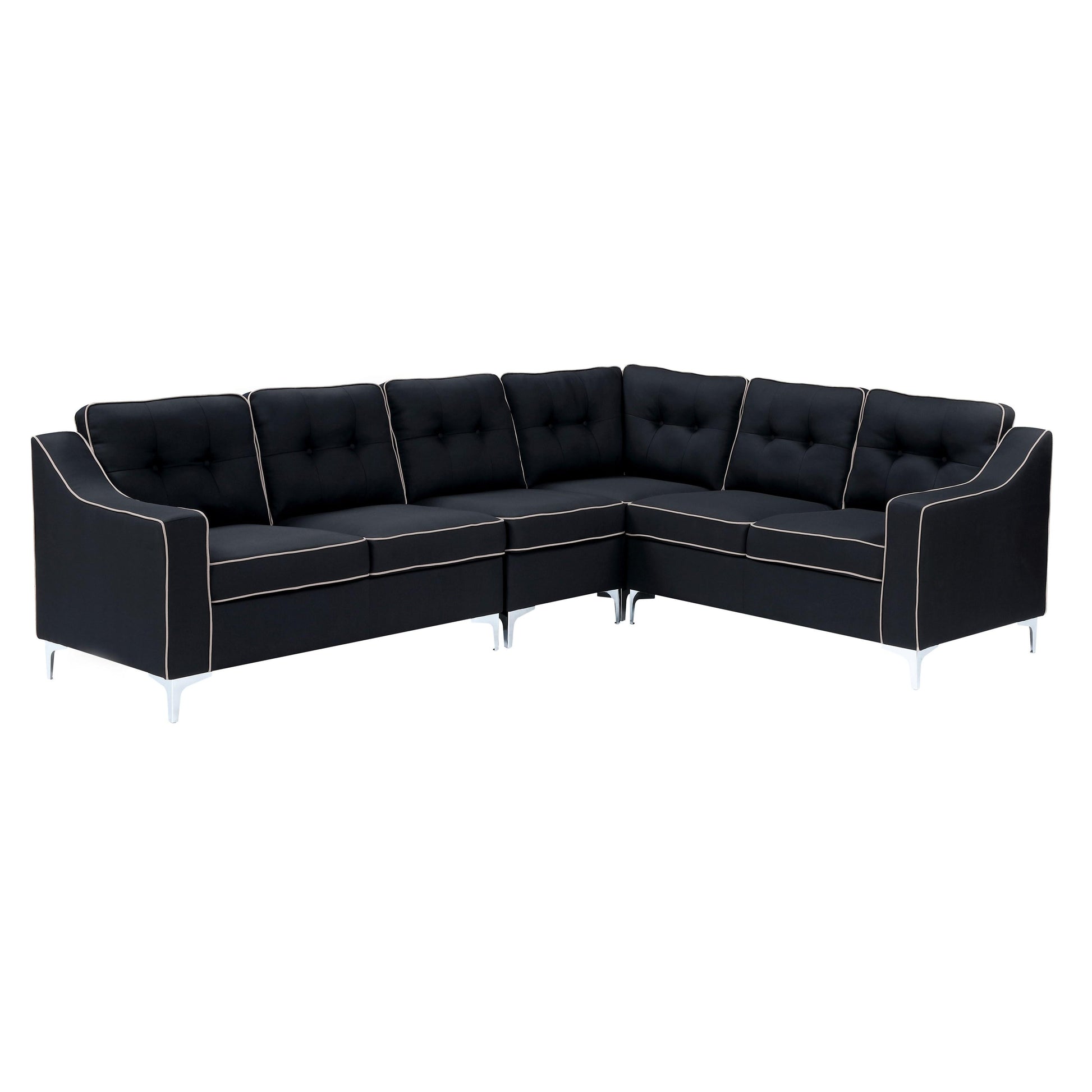  Furniture of America Glenda II Fabric 4 pc Sectional CM6851BK-SECTIONAL IMAGE 3