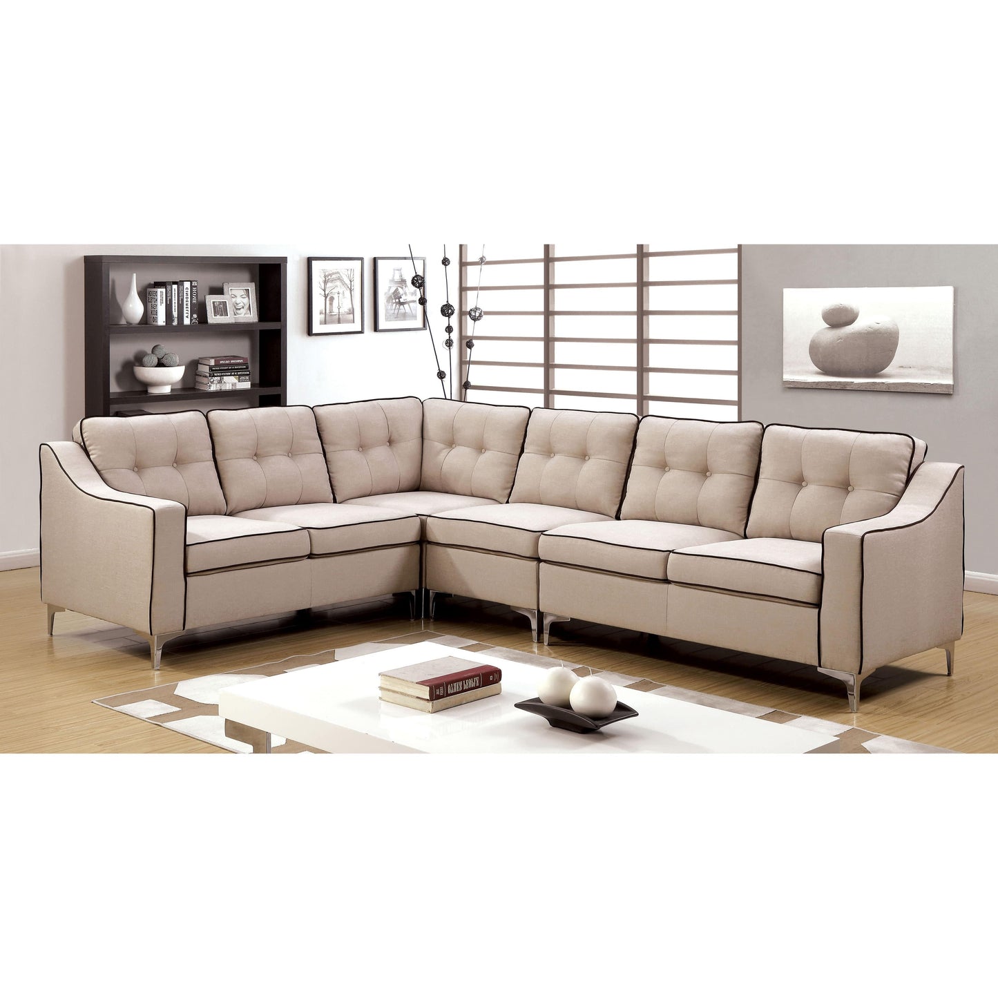  Furniture of America Glenda II Fabric 4 pc Sectional CM6851BG-SECTIONAL IMAGE 1