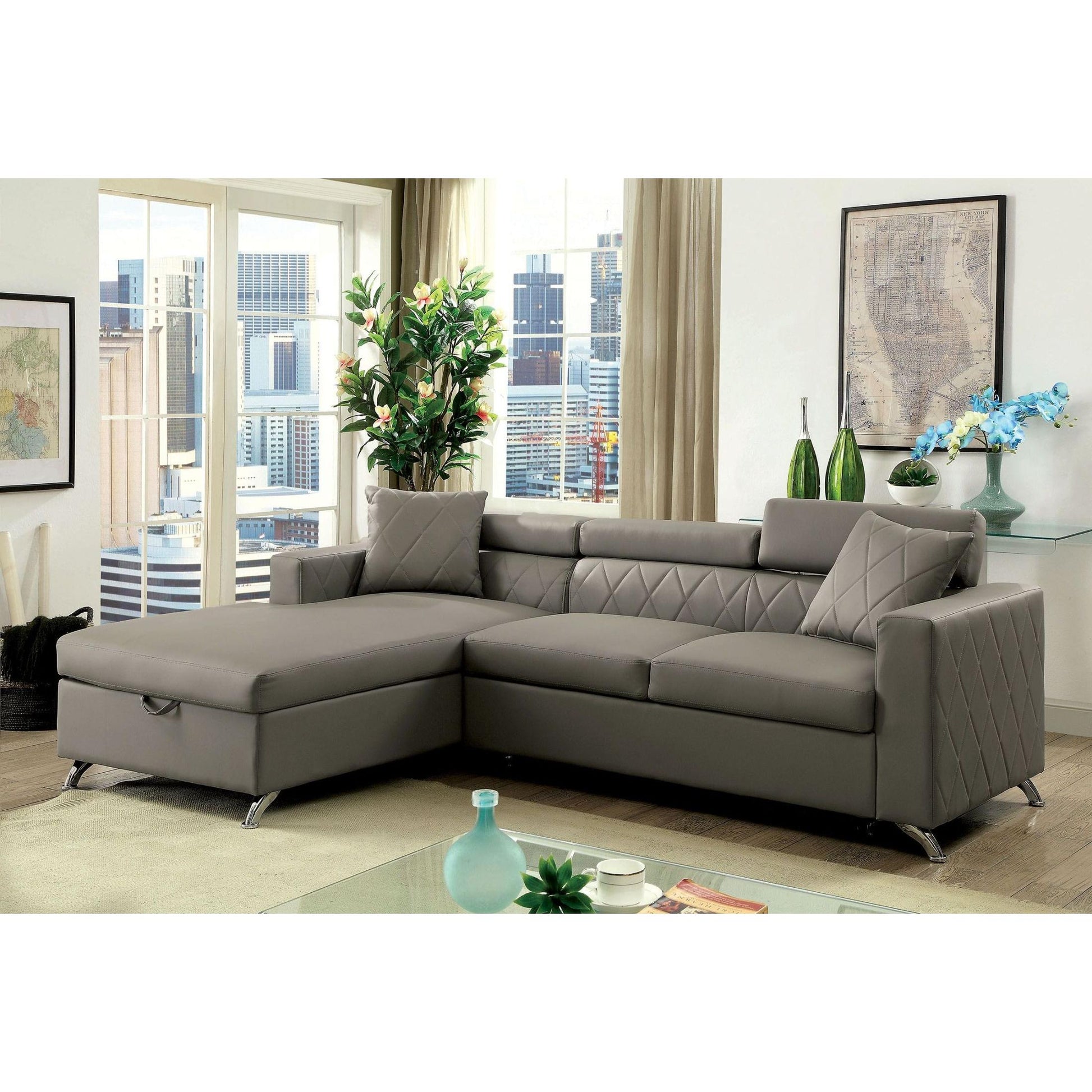  Furniture of America Dayna Leather Look Sleeper Loveseat CM6292-SECTIONAL IMAGE 1