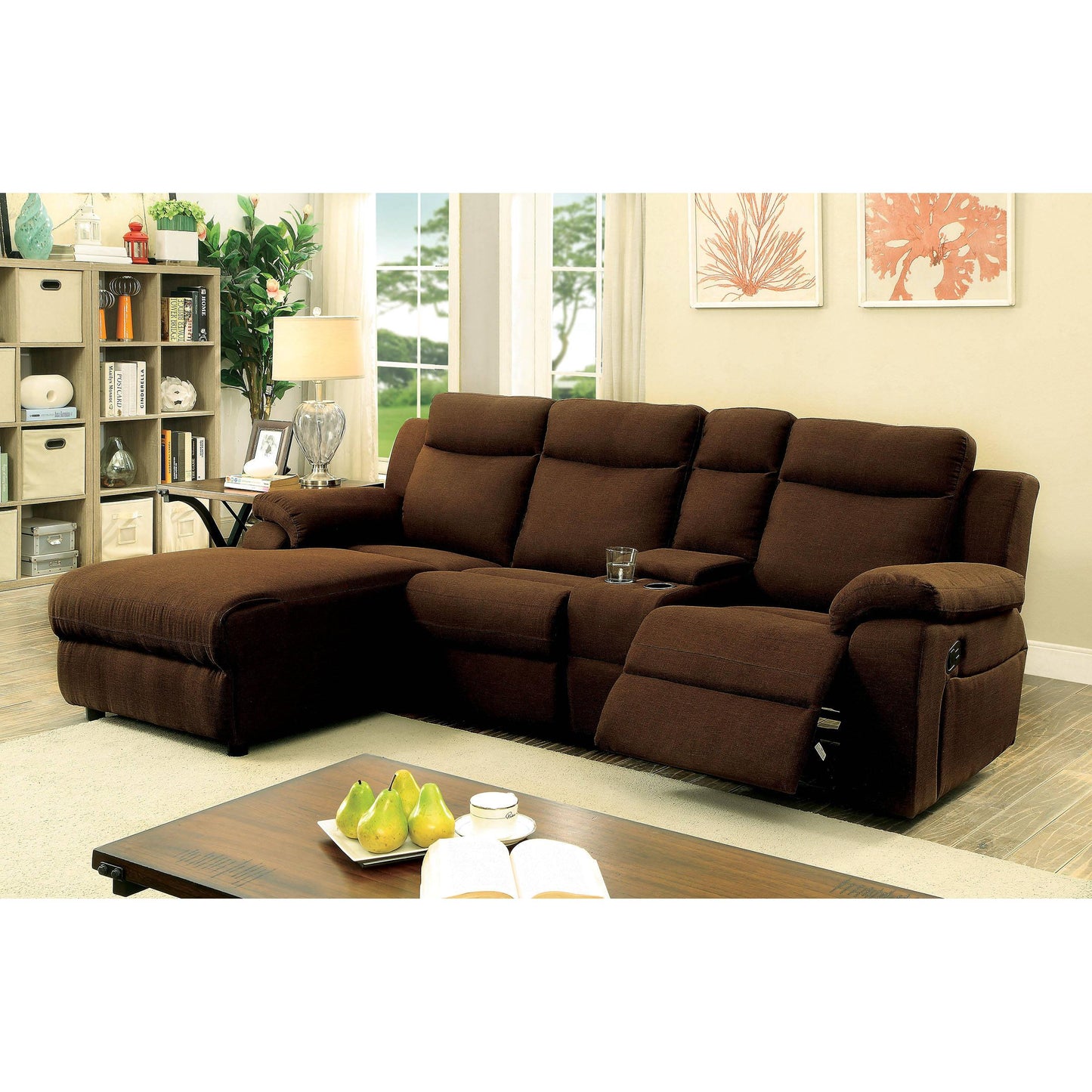 Furniture of America Kamryn Reclining Fabric 2 pc Sectional CM6771BR-SECTIONAL IMAGE 1