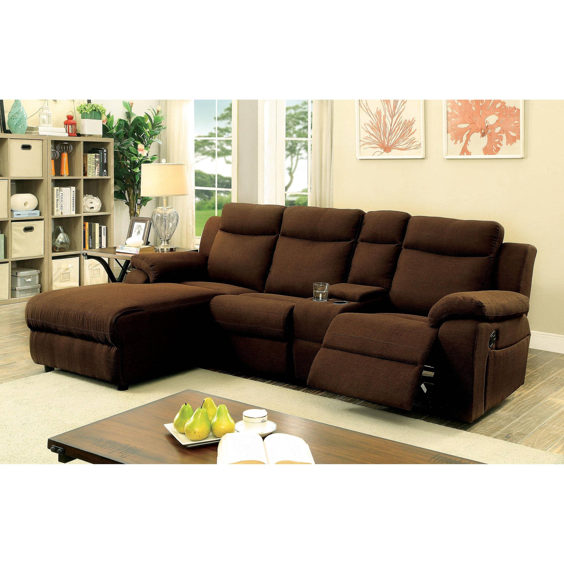  Furniture of America Kamryn Reclining Fabric 2 pc Sectional CM6771BR-SECTIONAL IMAGE 1