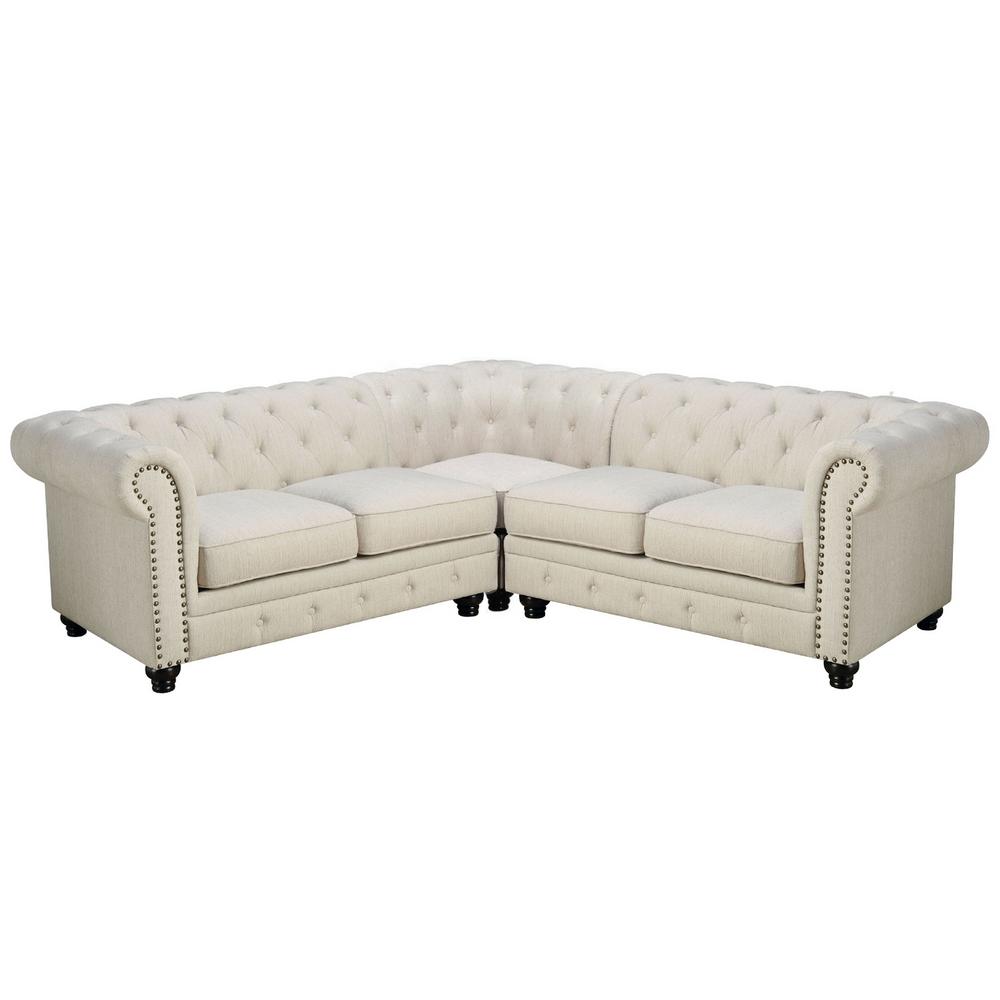  Furniture of America Stanford II Fabric 3 pc Sectional CM6270IV-SET IMAGE 2