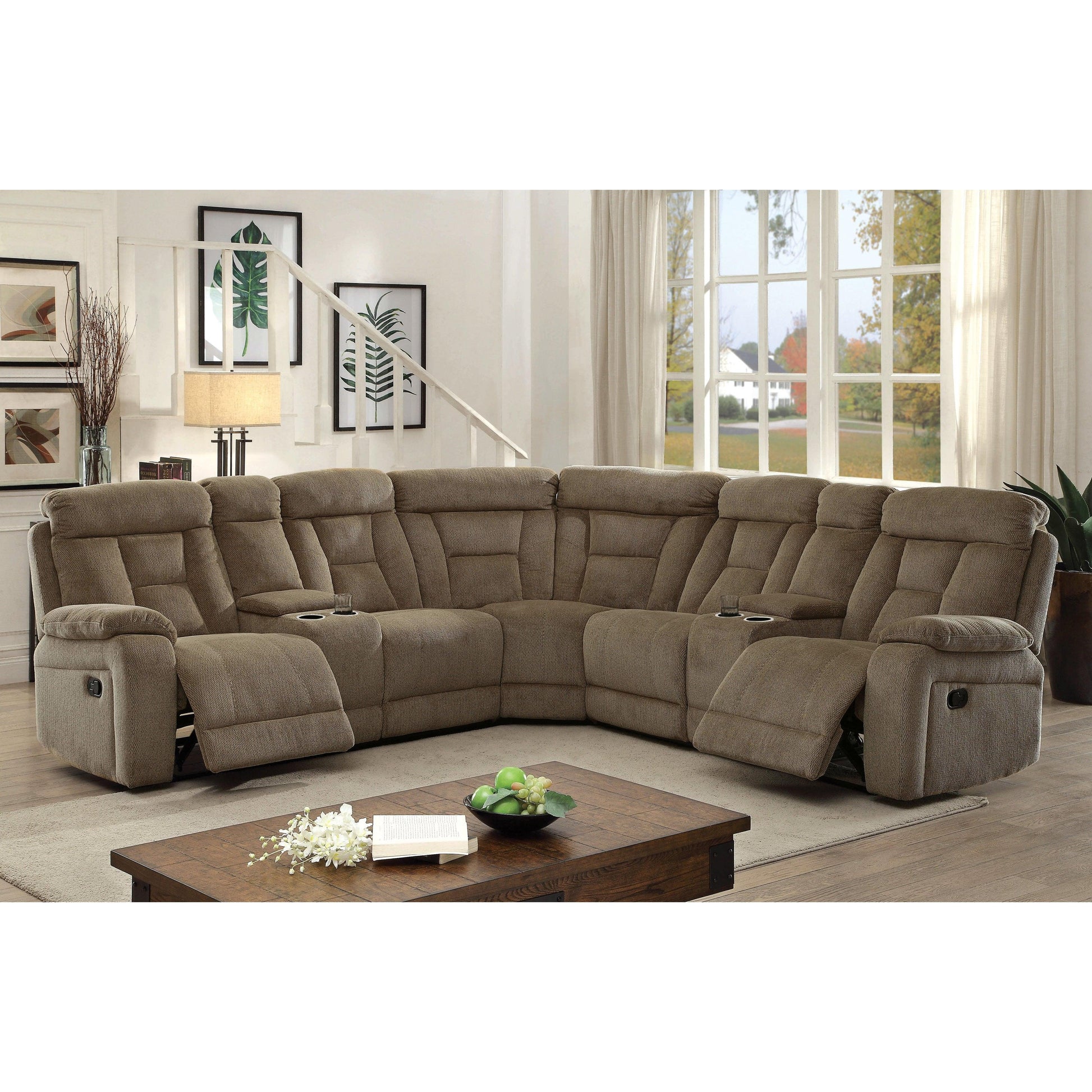  Furniture of America Maybell Reclining Fabric 3 pc Sectional CM6773MC-SECTIONAL IMAGE 2