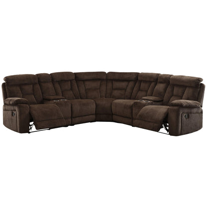  Furniture of America Maybell Reclining Fabric 3 pc Sectional CM6773BR-SECTIONAL IMAGE 1