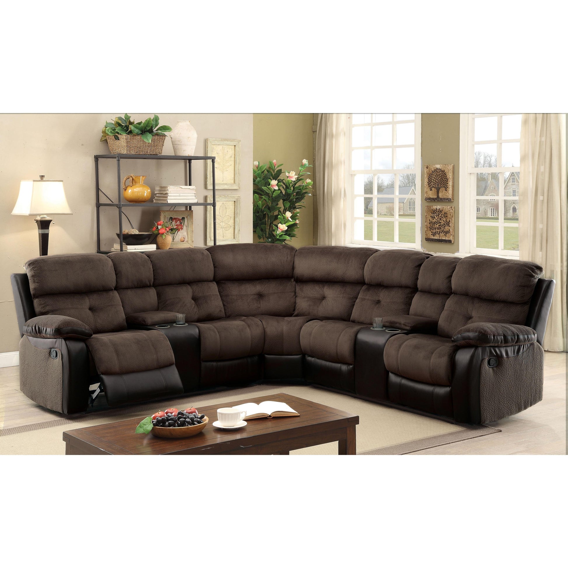  Furniture of America Hadley II Reclining Fabric 3 pc Sectional CM6871-SECTIONAL IMAGE 2