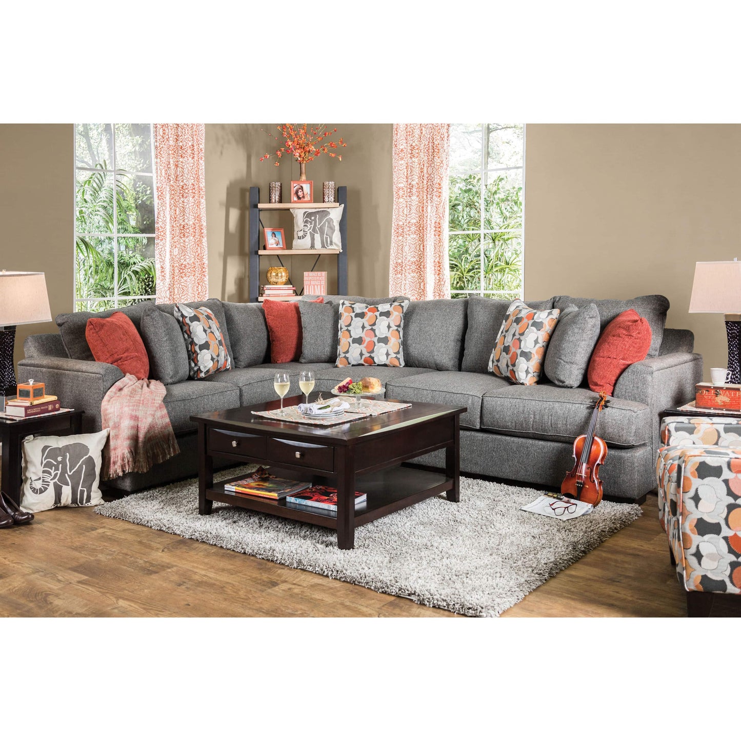  Furniture of America Pennington Fabric 2 pc Sectional SM1112-SECTIONAL IMAGE 1