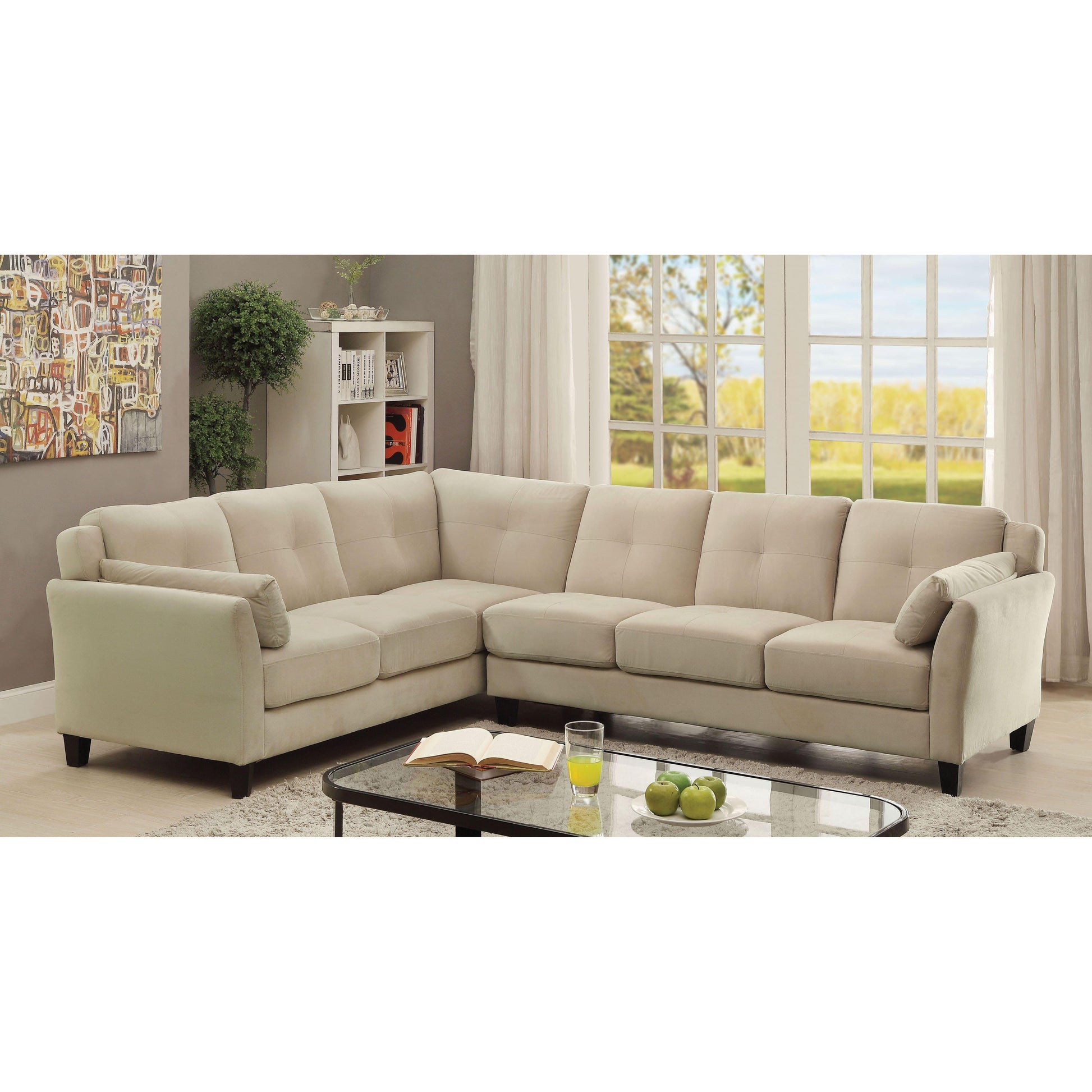  Furniture of America Peever II Fabric 2 pc Sectional CM6368BG-SECTIONAL IMAGE 1