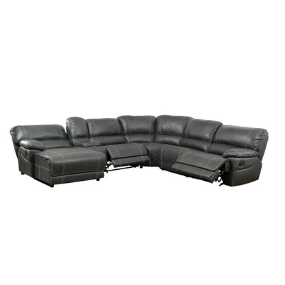  Furniture of America Estrella Reclining Leatherette 6 pc Sectional CM6131GY-SECTIONAL IMAGE 2