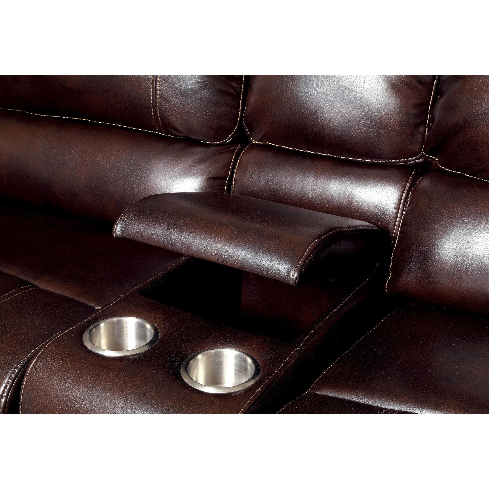  Furniture of America Estrella Reclining Leatherette 6 pc Sectional CM6131BR-SECTIONAL IMAGE 3