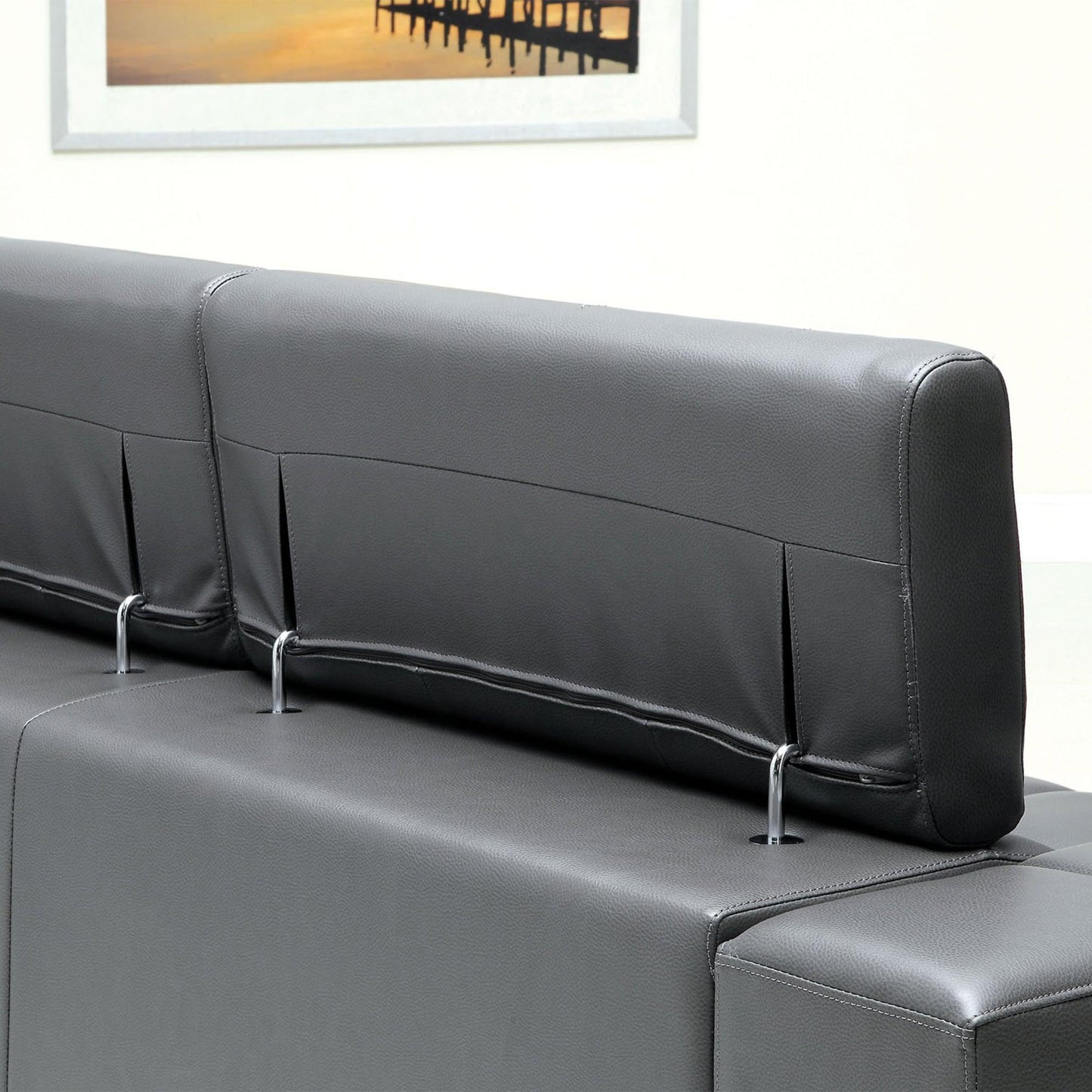 Furniture of America Bourdet II Bonded Leather Match 2 pc Sectional CM6669GY-SET IMAGE 2