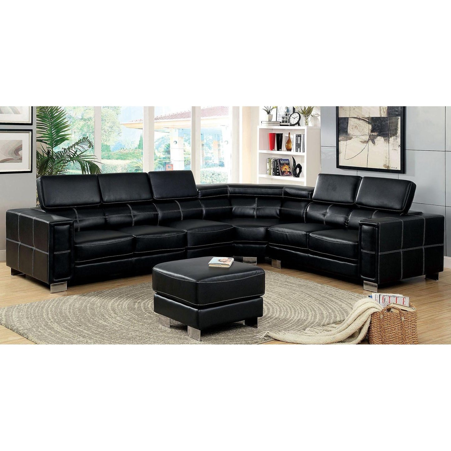  Furniture of America Garzon Bonded Leather Match 4 pc Sectional CM6719-SET IMAGE 1