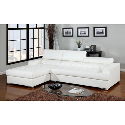  Furniture of America Floria Bonded Leather Match 2 pc Sectional CM6122WH-PK IMAGE 1