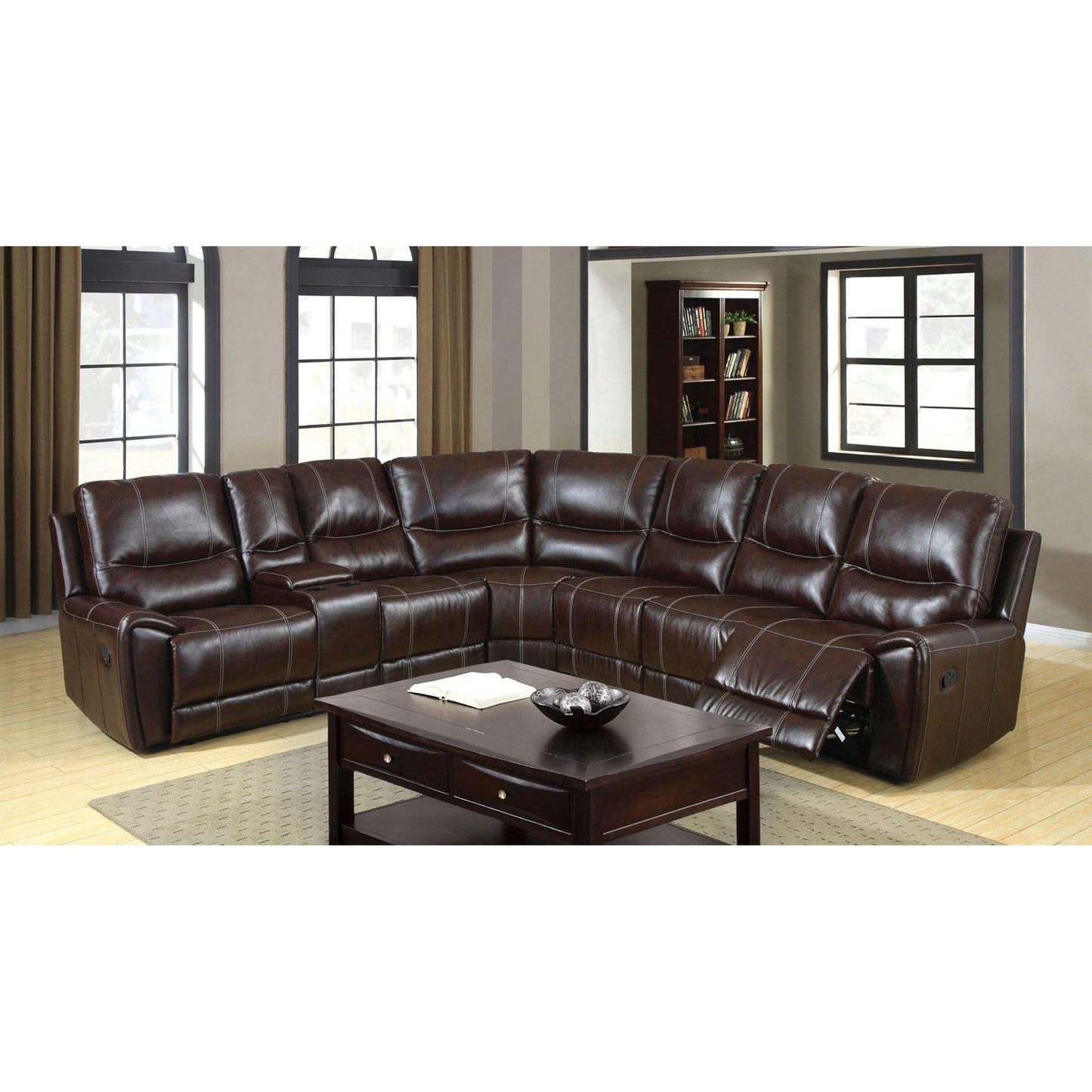  Furniture of America Keystone Bonded Leather Match 4 pc Sectional CM6559-PK IMAGE 1