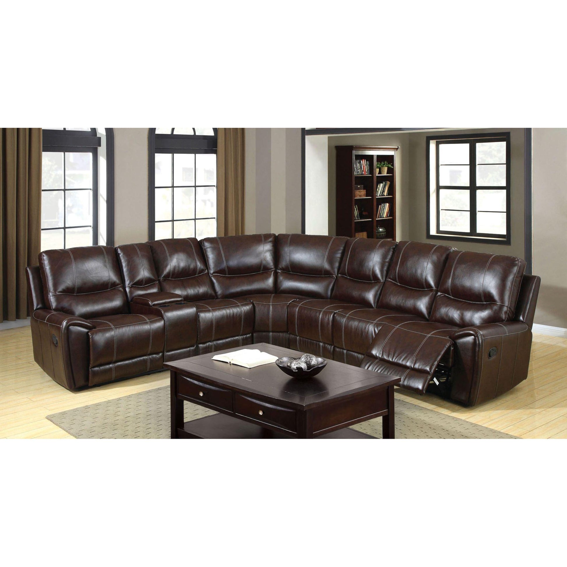  Furniture of America Keystone Bonded Leather Match 4 pc Sectional CM6559-PK IMAGE 1