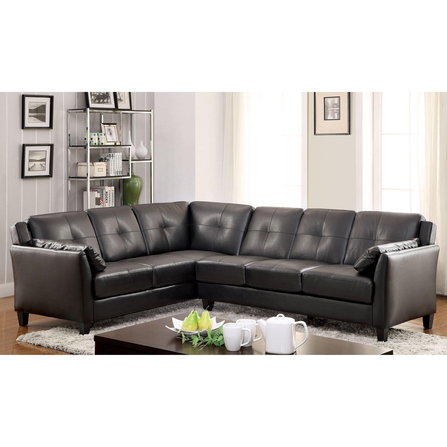  Furniture of America Peever Leatherette 2 pc Sectional CM6268BK-SET IMAGE 1