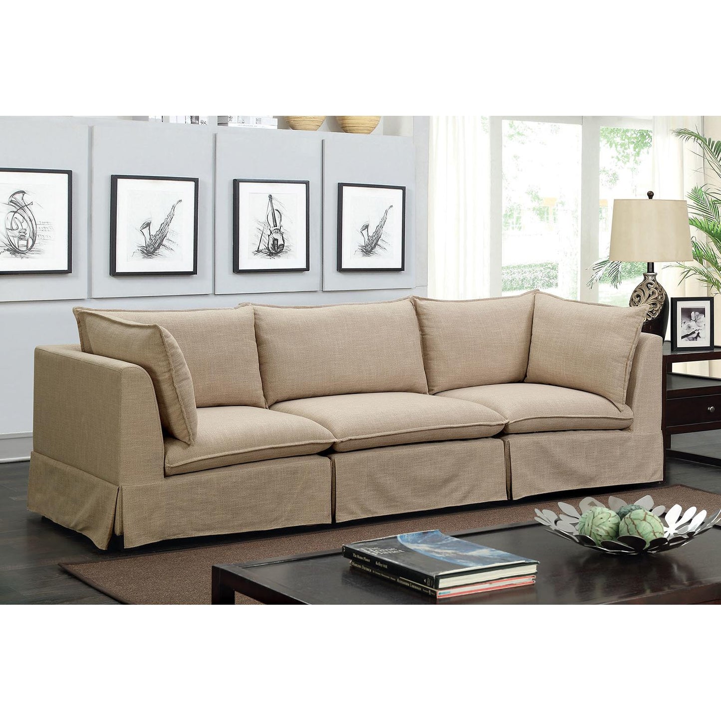  Furniture of America Joelle Fabric 3 pc Sectional CM6206-SF-3SEAT IMAGE 1