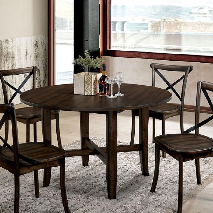  Furniture of America Round Saige Dining Table with Trestle Base CM3138RT IMAGE 1